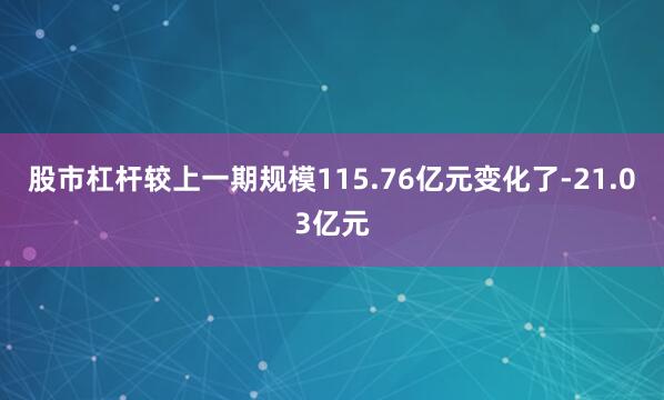 股市杠杆较上一期规模115.76亿元变化了-21.03亿元